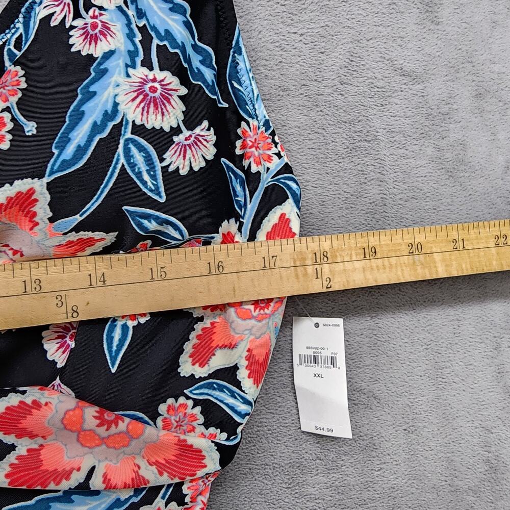 NWT Old Navy Swimsuit Womens XXL Black Neon Peach Floral One Piece Vacation Swim - Picture 13 of 14